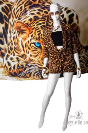 Wild Thing Leopard Print Blazer And Shorts Set