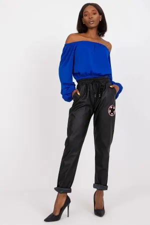 Women high rise eco leather trousers