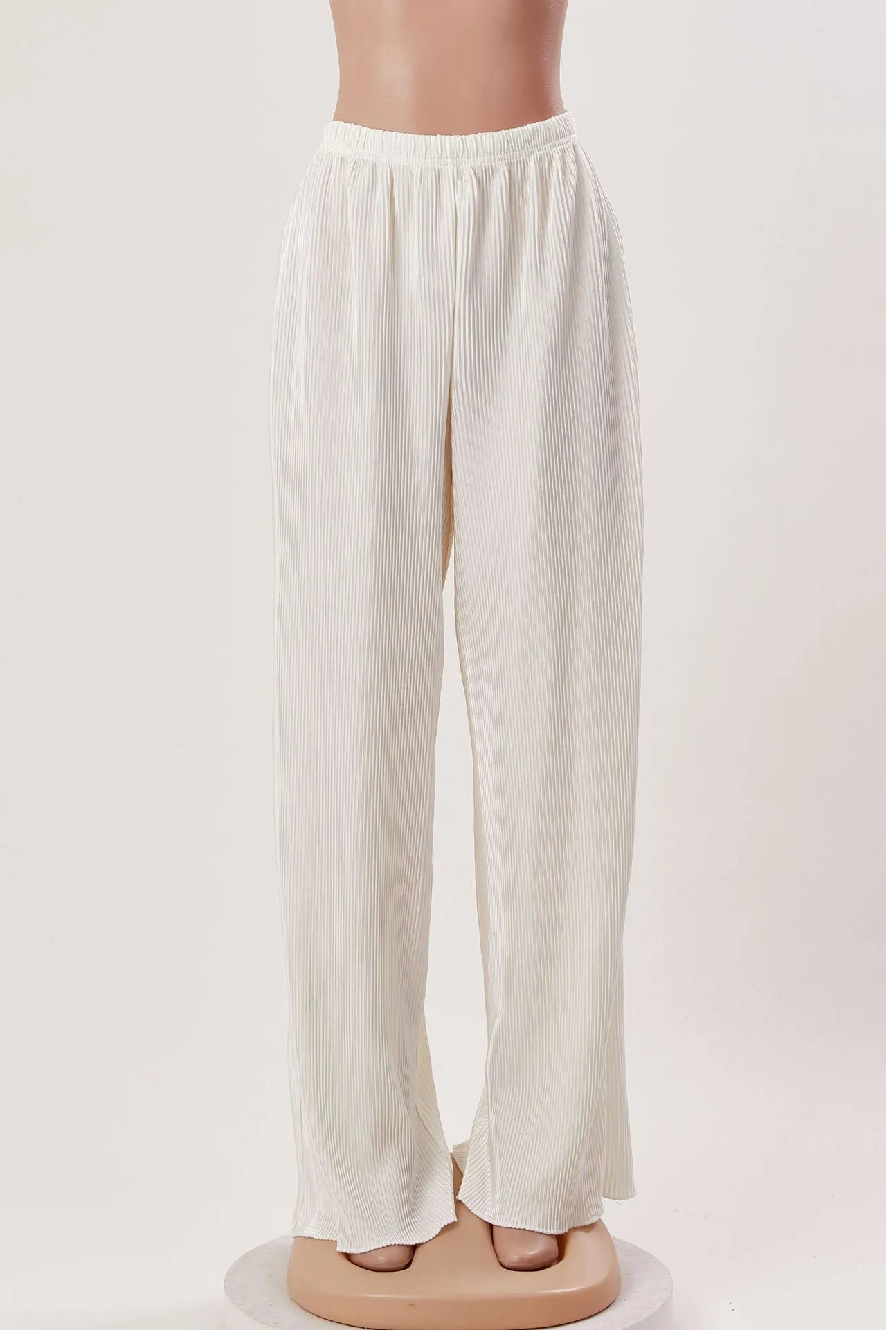 Women High Rise Wide Leg Pleated Casual Pants