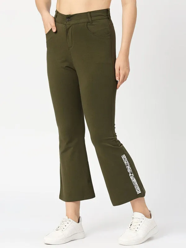 Women Olive Solid Track Pants & Joggers-PULL ON PANT-OL