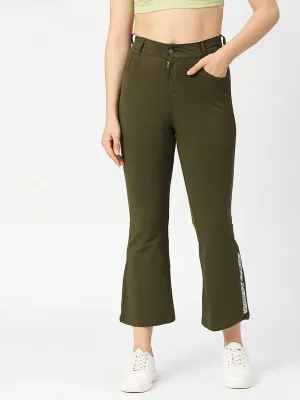 Women Olive Solid Track Pants & Joggers-PULL ON PANT-OL
