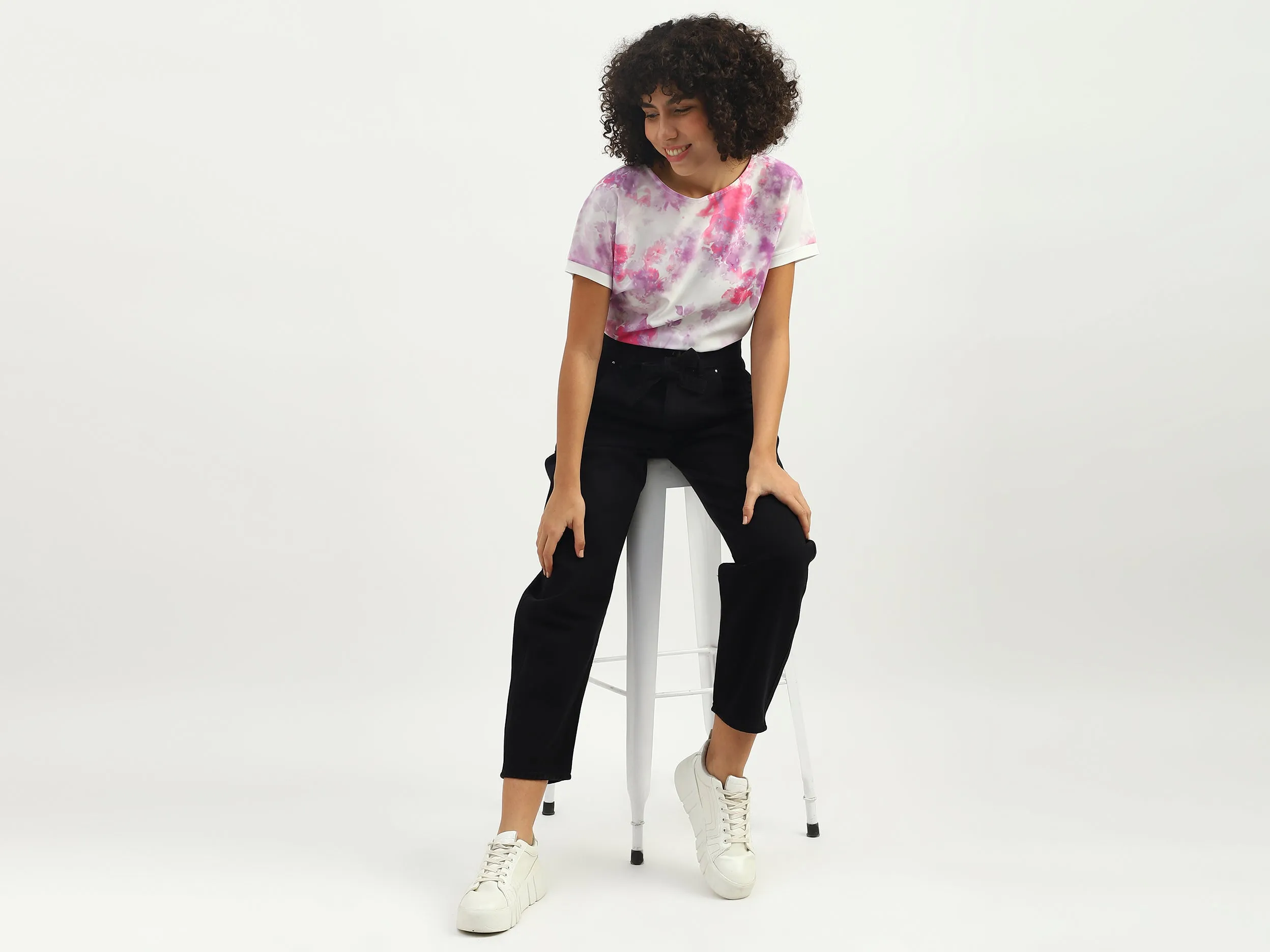 Women Tie & Dye Round Neck Top
