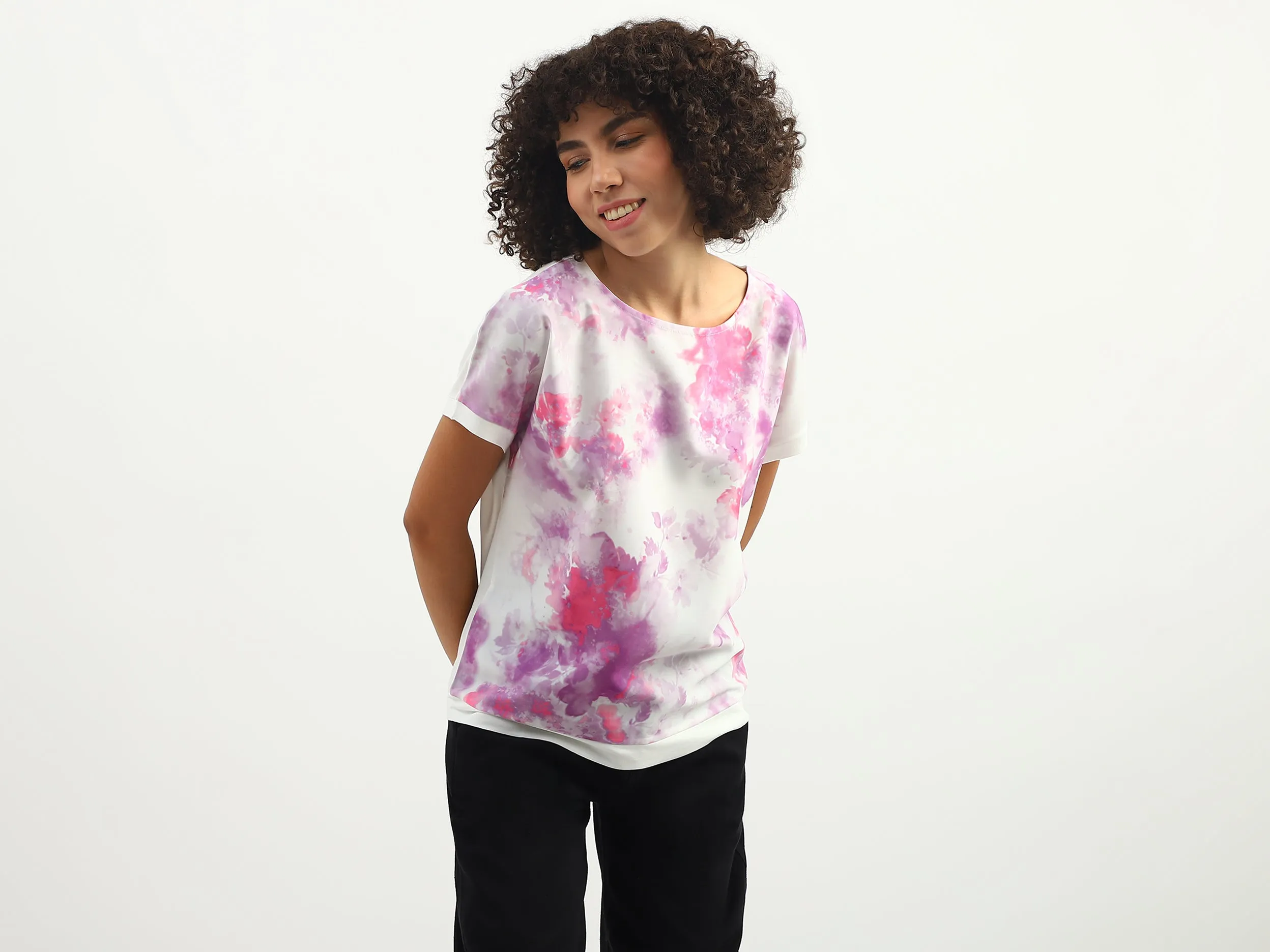 Women Tie & Dye Round Neck Top