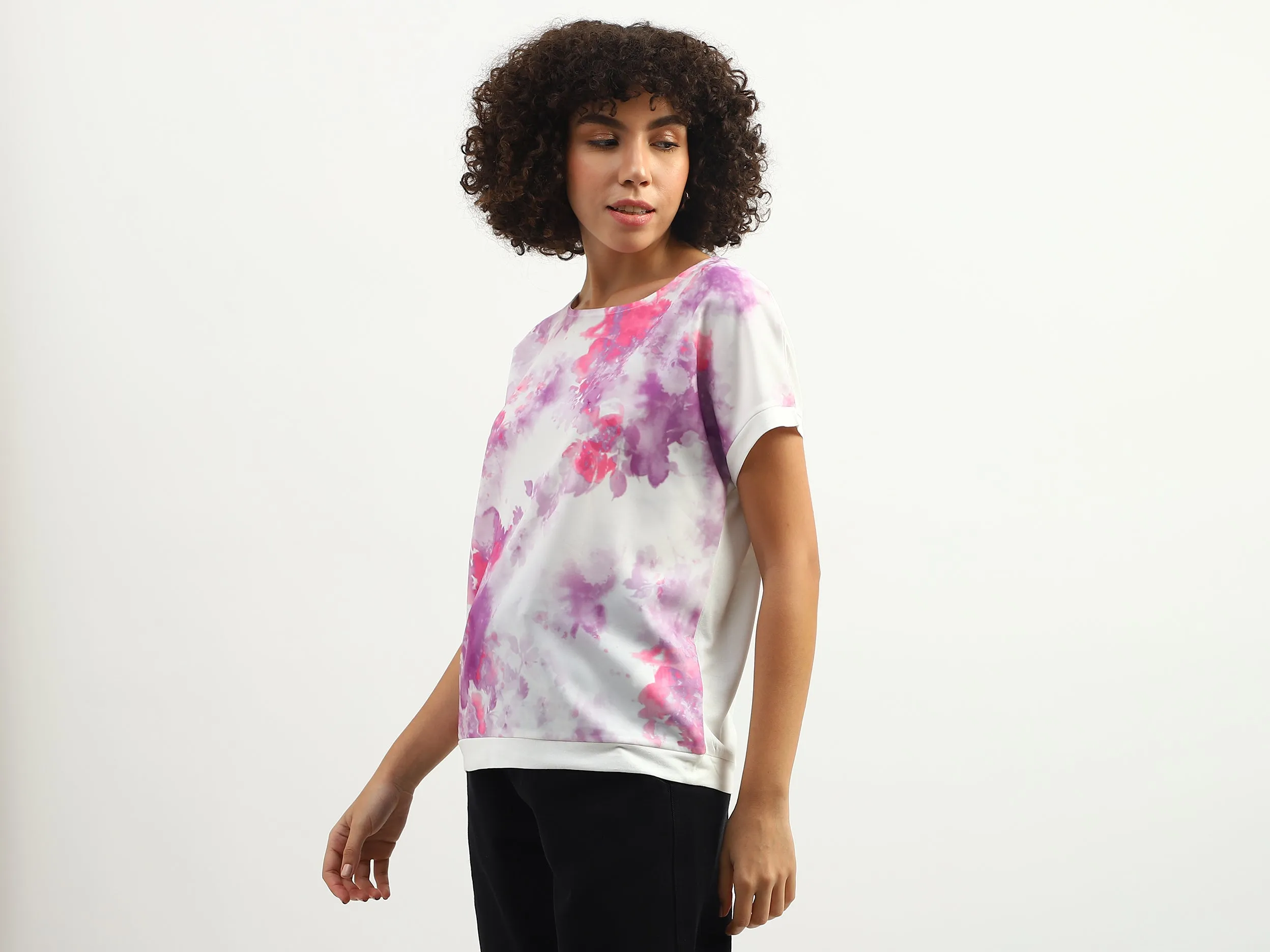 Women Tie & Dye Round Neck Top