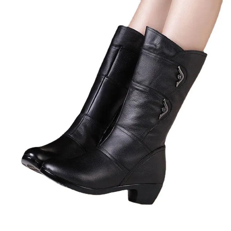 Women's Boots elegant in velvet padded and warm round head