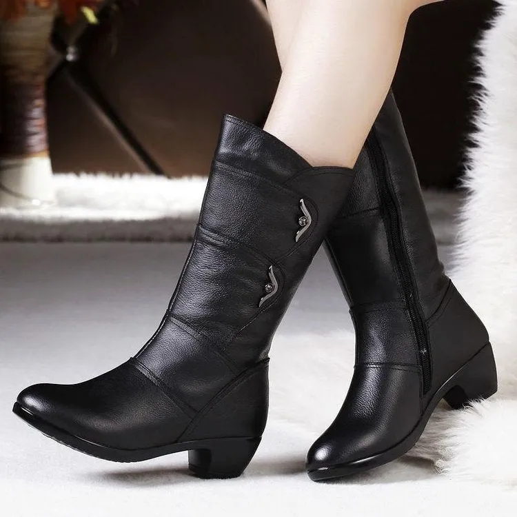Women's Boots elegant in velvet padded and warm round head