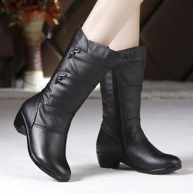 Women's Boots elegant in velvet padded and warm round head