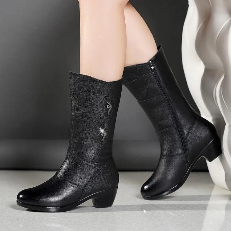 Women's Boots elegant in velvet padded and warm round head
