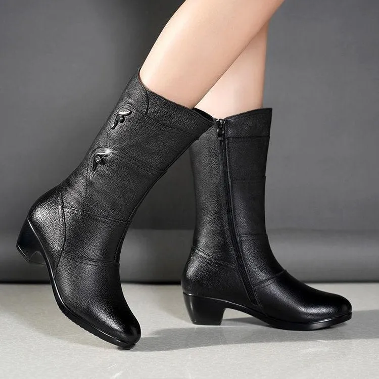 Women's Boots elegant in velvet padded and warm round head