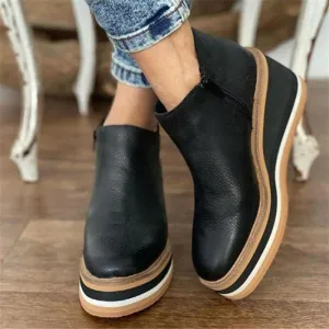 Women's Boots orthopedic elegant wedge heel Zipper medium heel