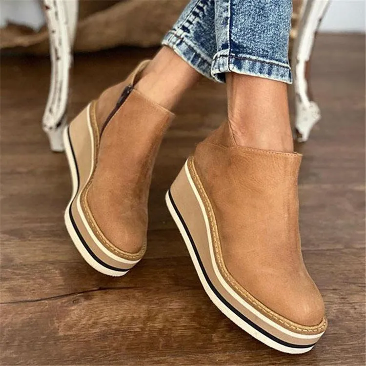 Women's Boots orthopedic elegant wedge heel Zipper medium heel