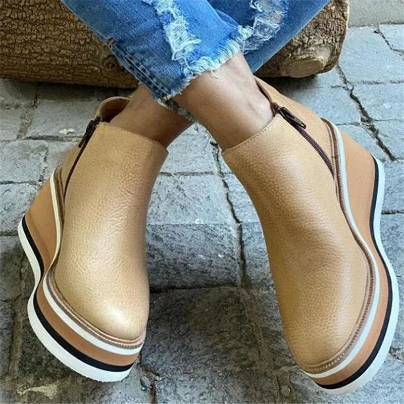 Women's Boots orthopedic elegant wedge heel Zipper medium heel