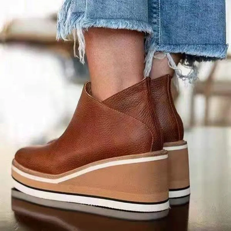 Women's Boots orthopedic elegant wedge heel Zipper medium heel