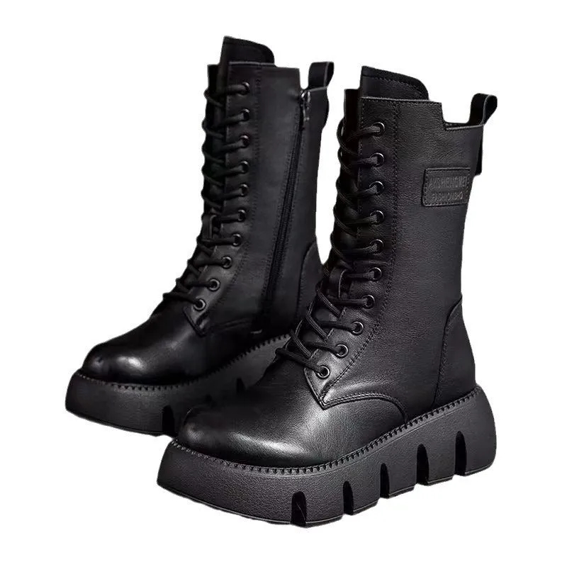 Women's flat Boots in genuine leather elegant orthopedic hot