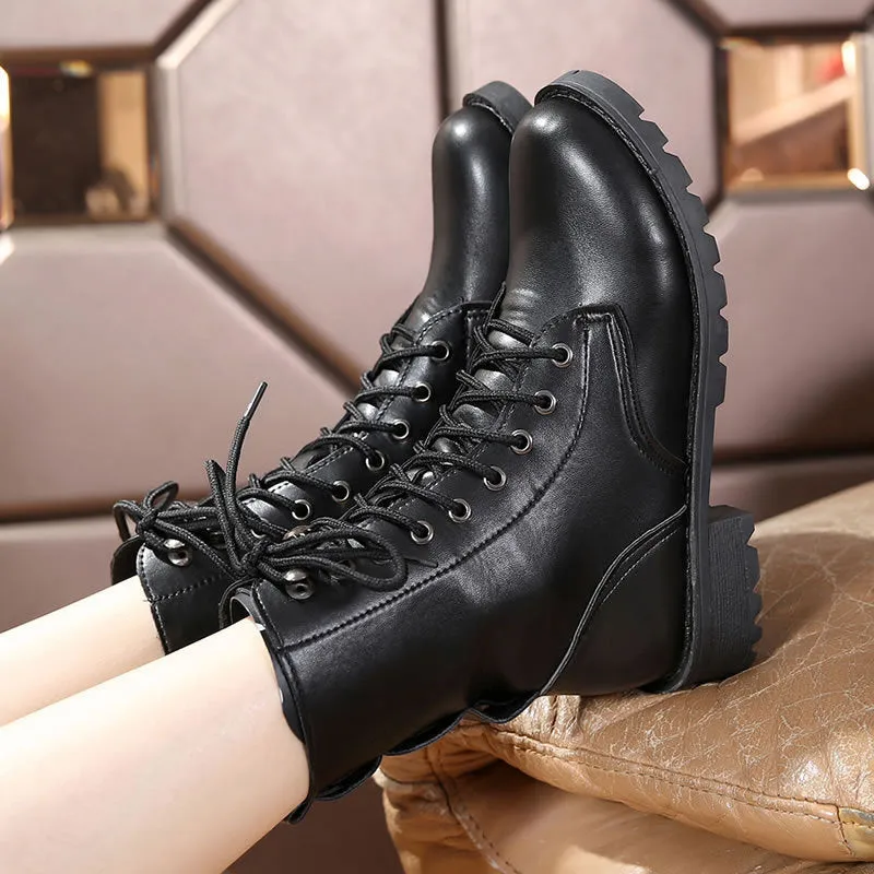 Women's Martin boots leather british style waterproof