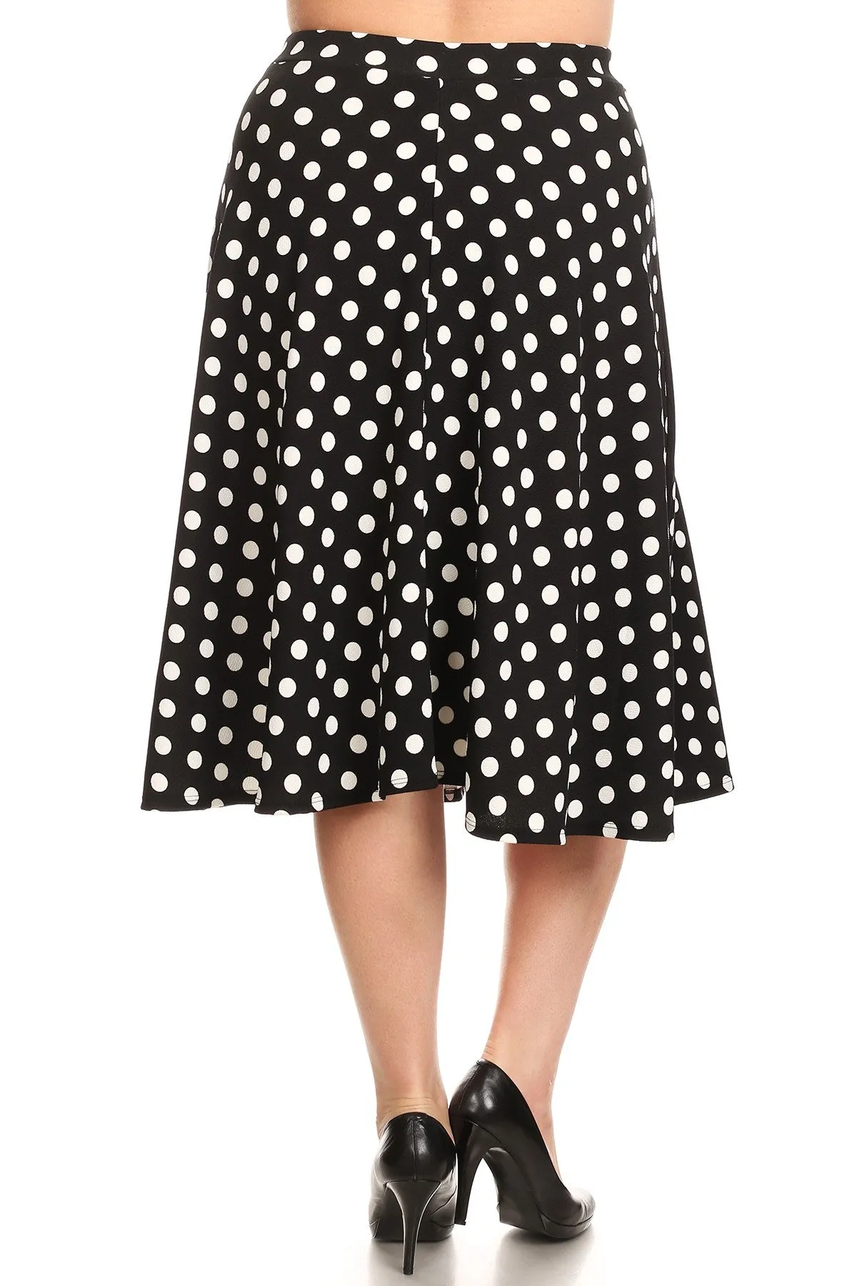 Women's Plus Size High Elastic Waist A-line Multi-Colored Printed Flared Midi Skirts
