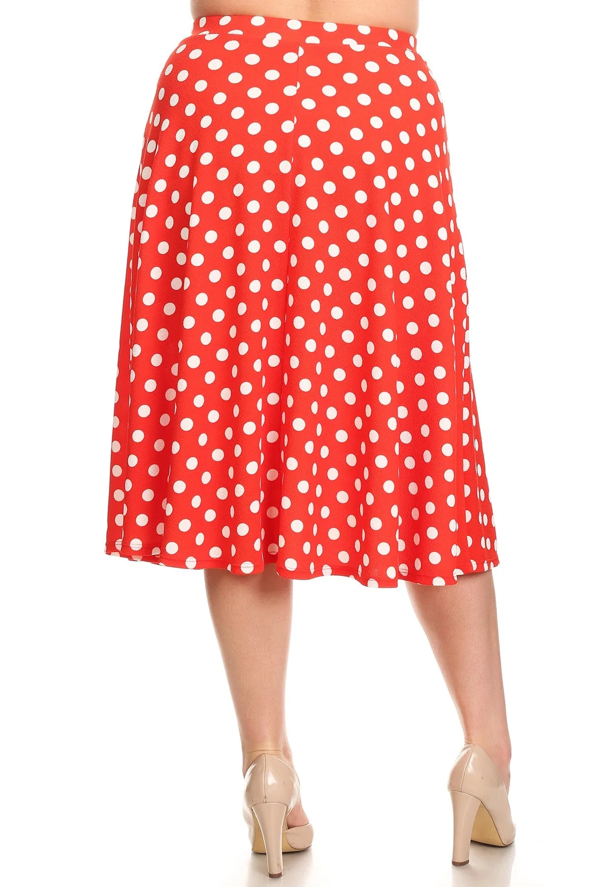 Women's Plus Size High Elastic Waist A-line Multi-Colored Printed Flared Midi Skirts
