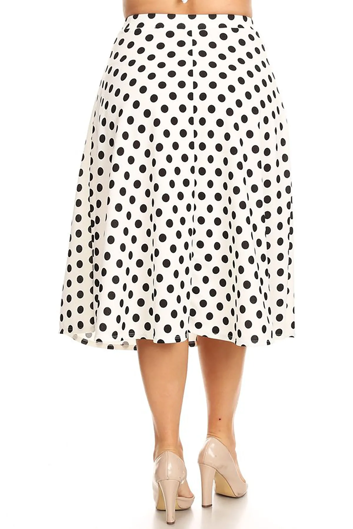 Women's Plus Size High Elastic Waist A-line Multi-Colored Printed Flared Midi Skirts