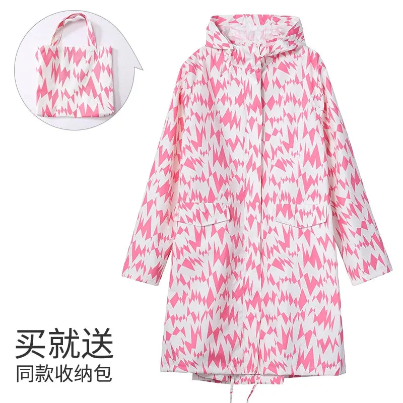 Women's Stylish Long Waterproof Raincoat with Hood for Outdoor Activities