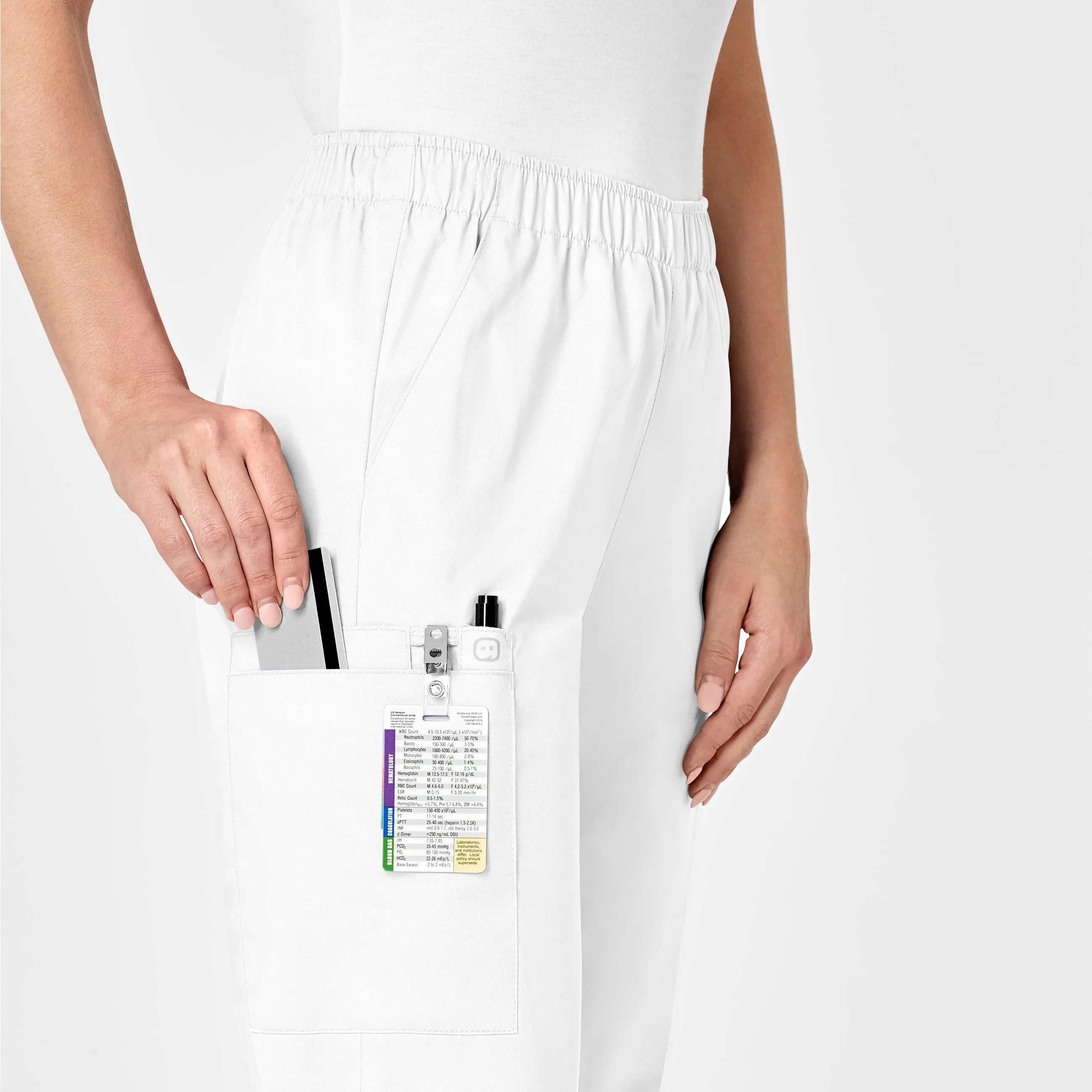 WonderWORK 501 Pull-On Cargo Scrub Pants White