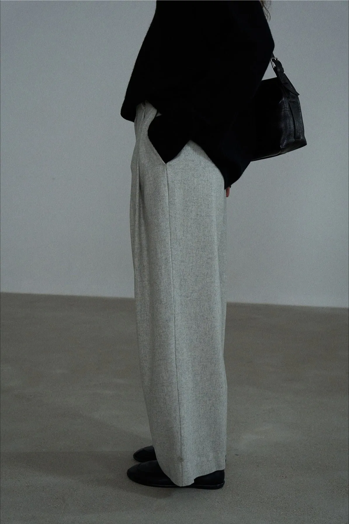 Wool blend casual sleek ankle binding pants | 4 color