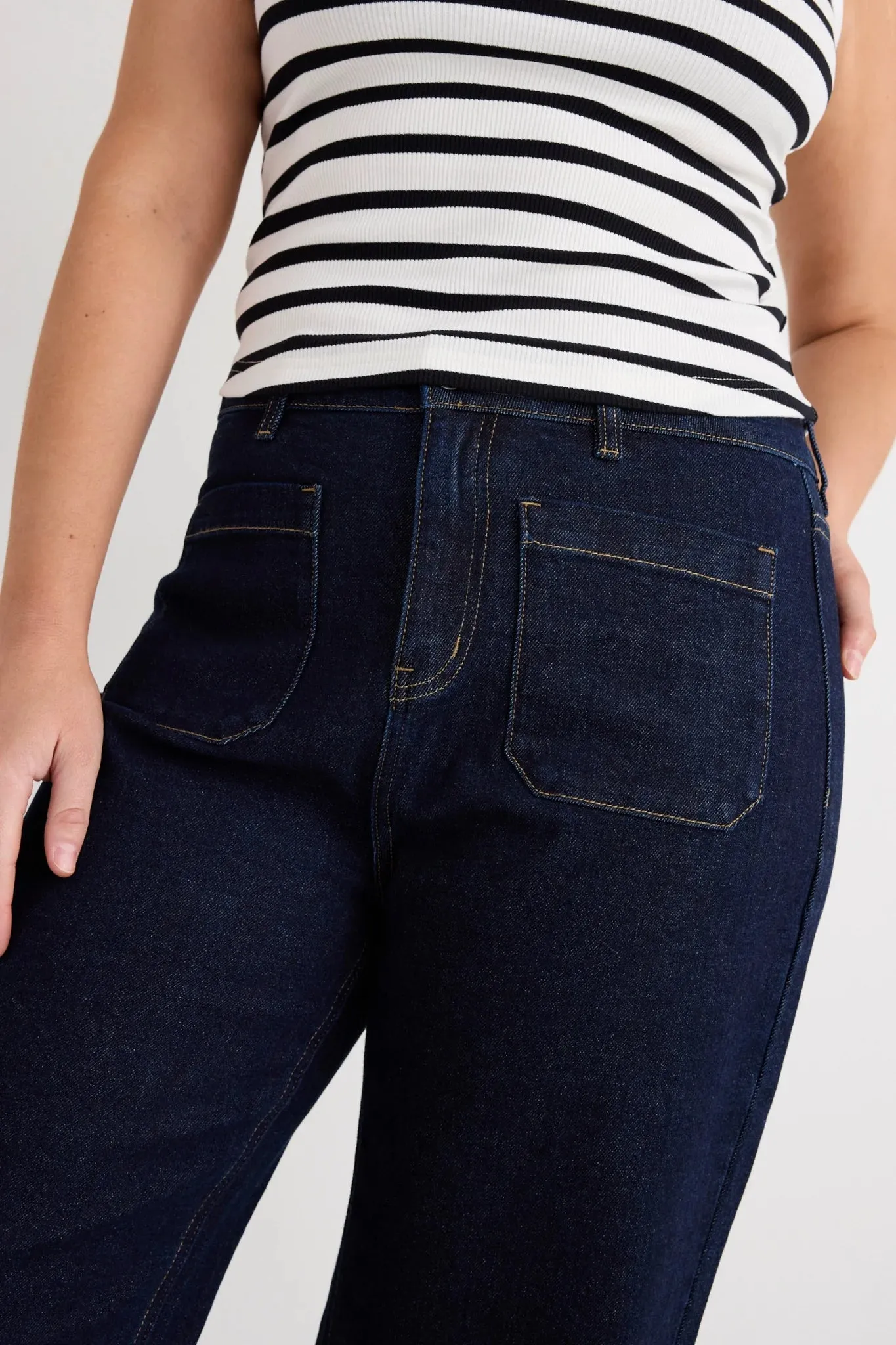 Zoey High Rise Wide Leg Pocket Jean - Indigo